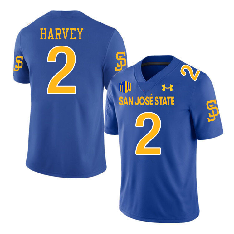 #2 DJ Harvey SJSU Jersey,San Jose State Spartans Football Jersey College Uniforms-Royal